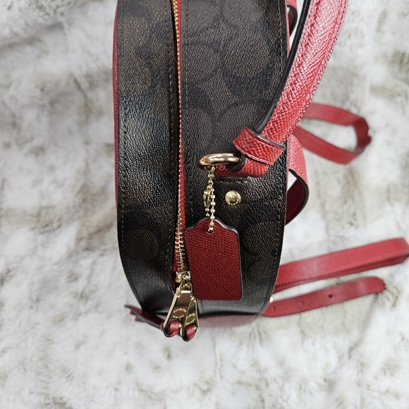 Authentic Red and Brown Coach Backpack Medium Sized - Picture 2 of 8